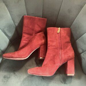 Michael Kors Orange Suede Ankle Boots, Size 8M